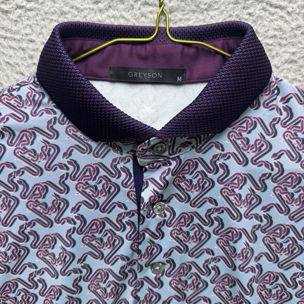 Greyson Golf Polo Shirt Mens Medium Intertwined AOP Stretch Justin Thomas NWT - Picture 7 of 14